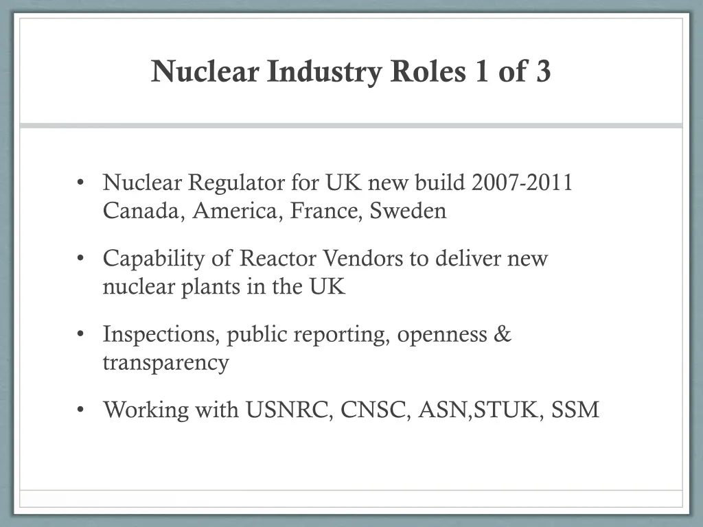 nuclear industry roles 1 of 3