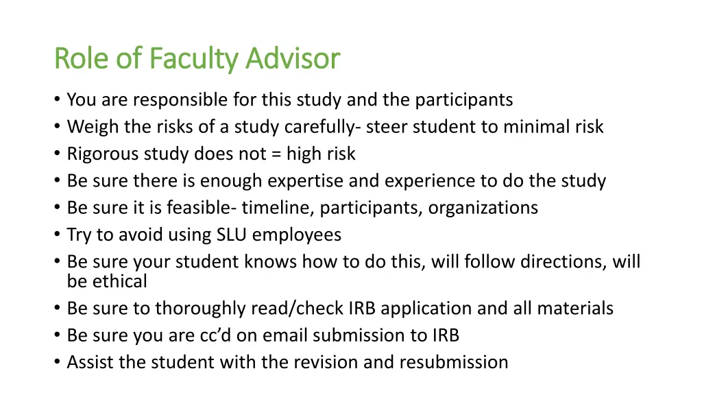 role of faculty role of faculty advisor