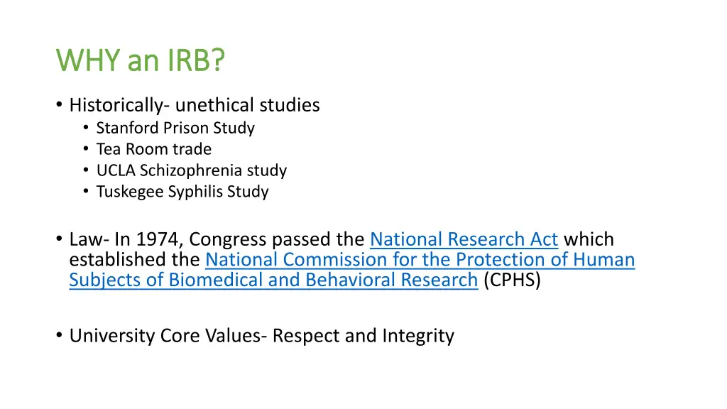 why an irb why an irb