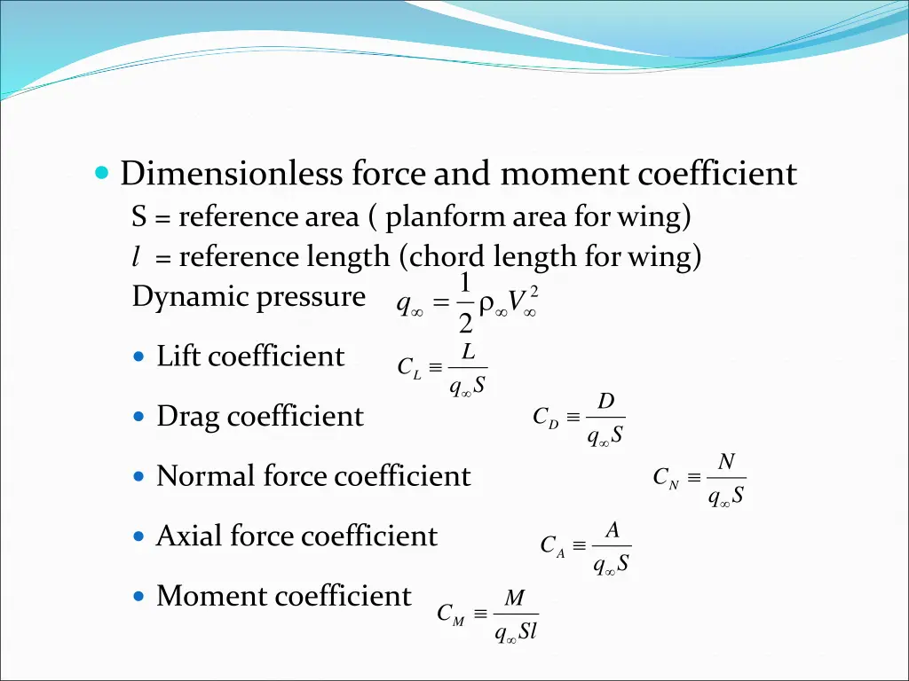 dimensionless force and moment coefficient