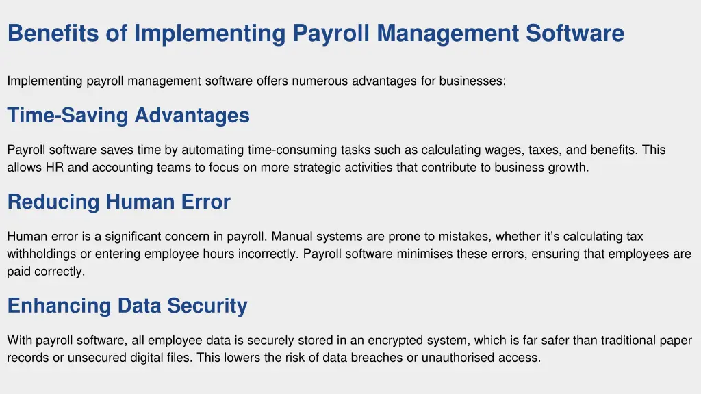 benefits of implementing payroll management