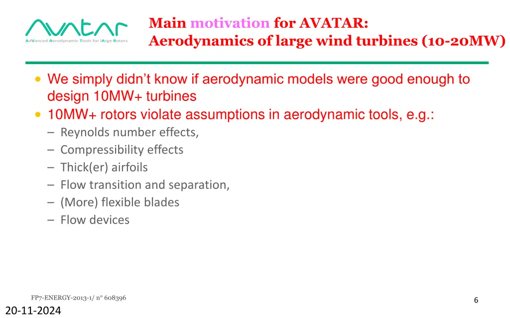 main motivation for avatar aerodynamics of large 1