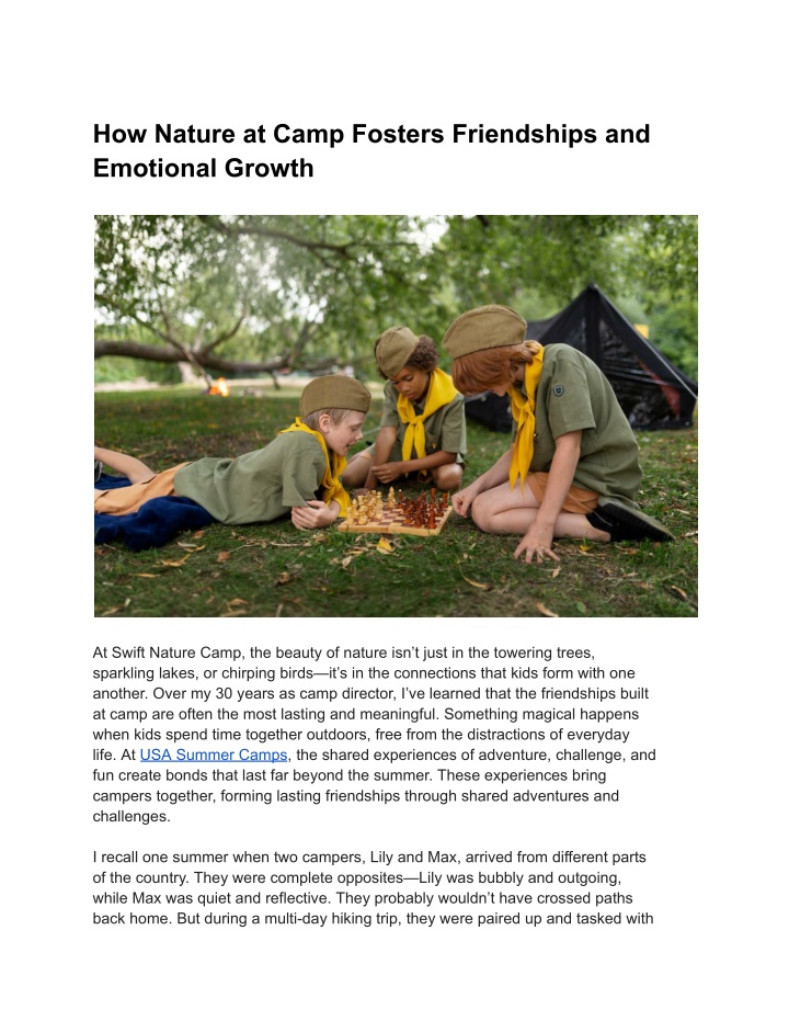 how nature at camp fosters friendships