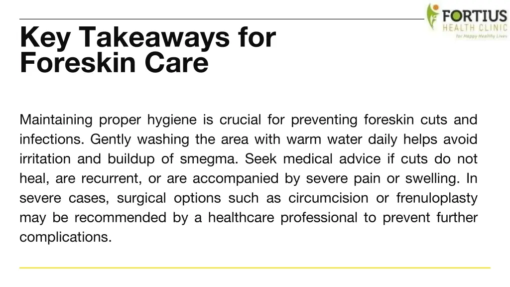 key takeaways for foreskin care