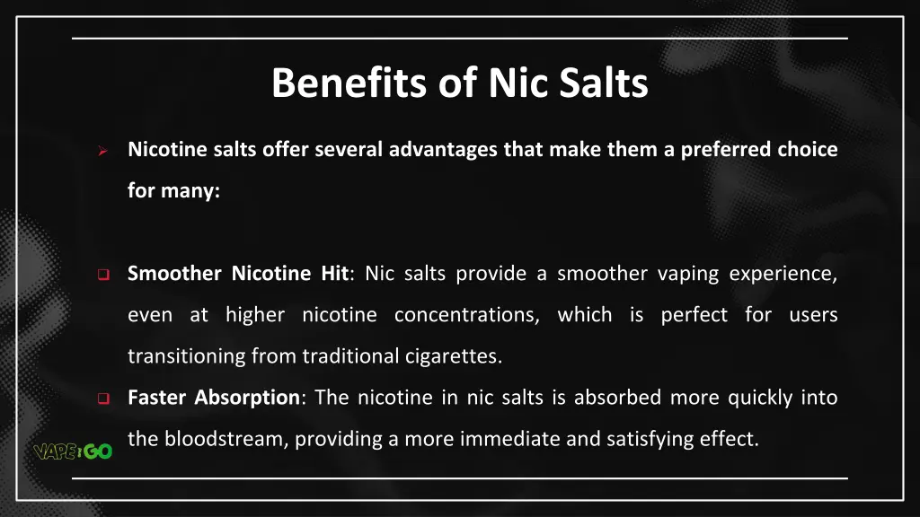 benefits of nic salts