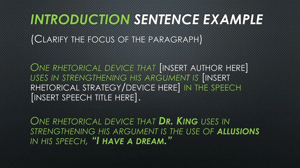 introduction sentence example c larify the focus