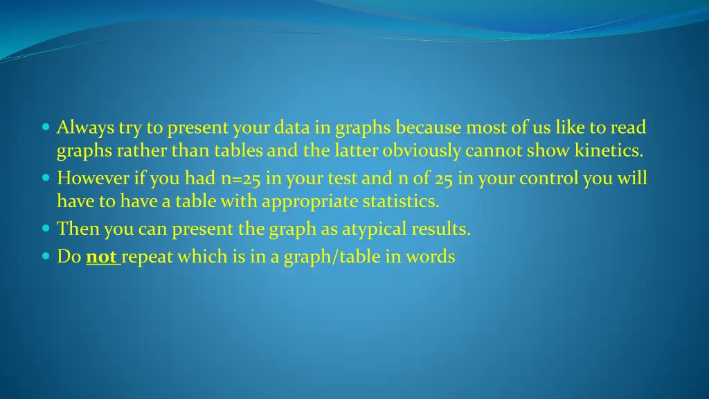 always try to present your data in graphs because