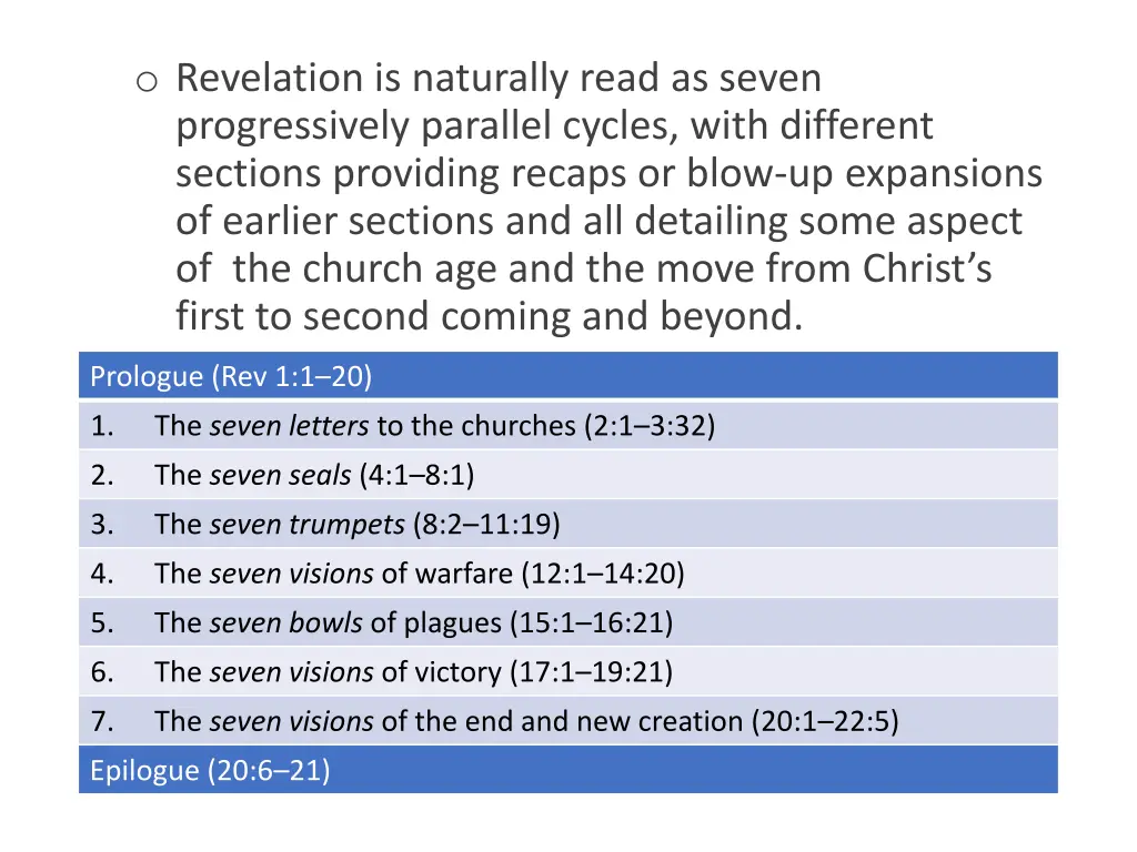 o revelation is naturally read as seven