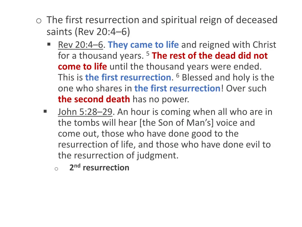 o the first resurrection and spiritual reign 1