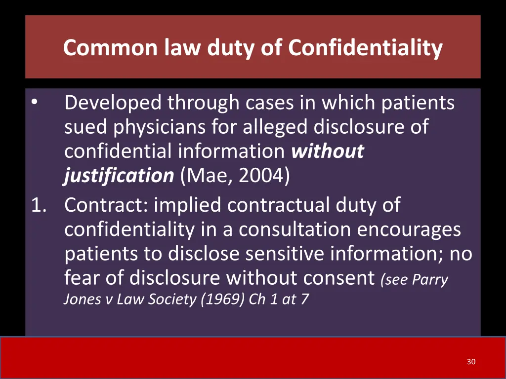 common law duty of confidentiality