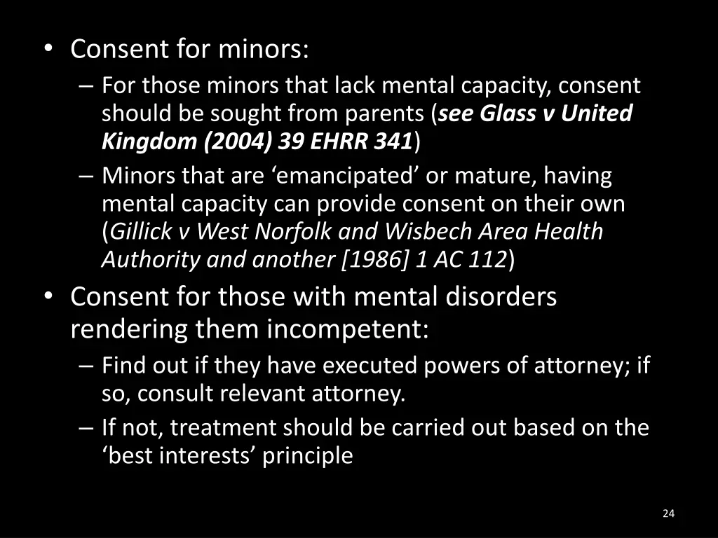 consent for minors for those minors that lack