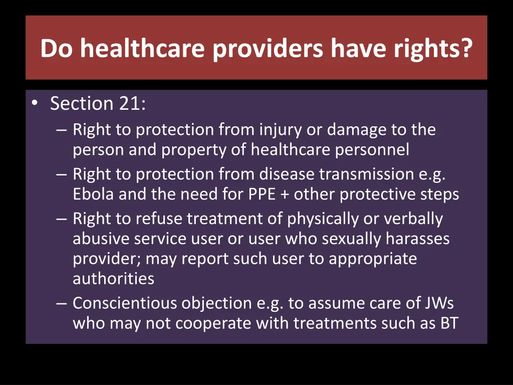 do healthcare providers have rights