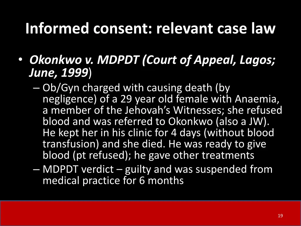 informed consent relevant case law