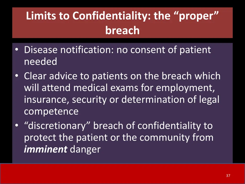 limits to confidentiality the proper breach