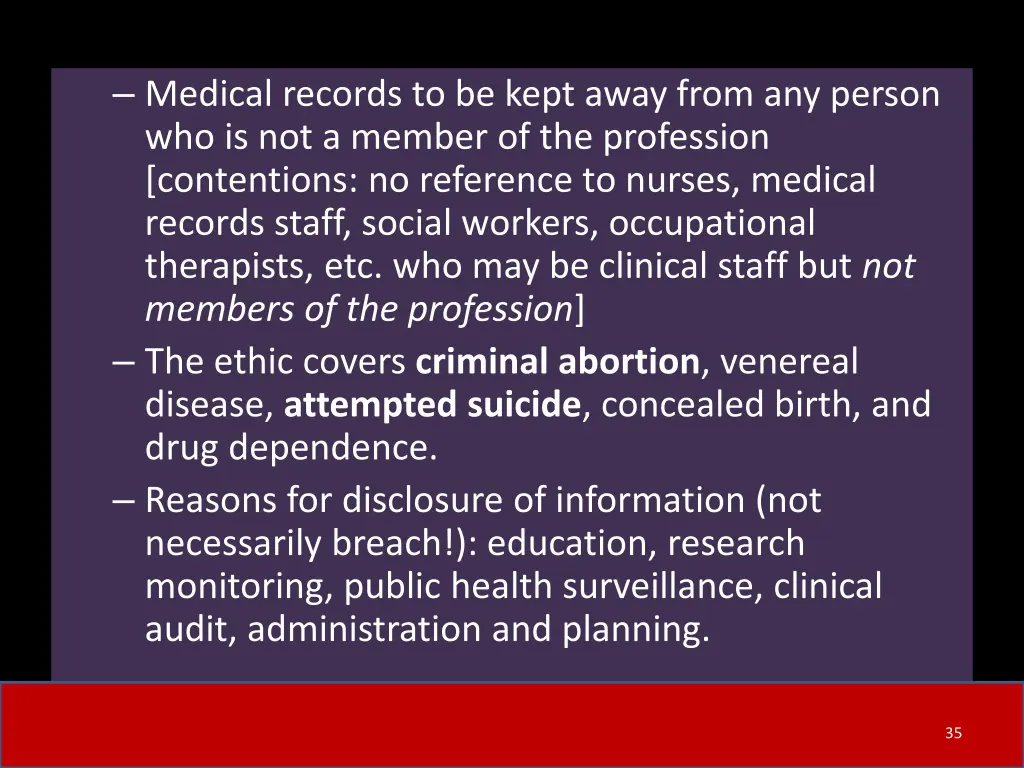 medical records to be kept away from any person