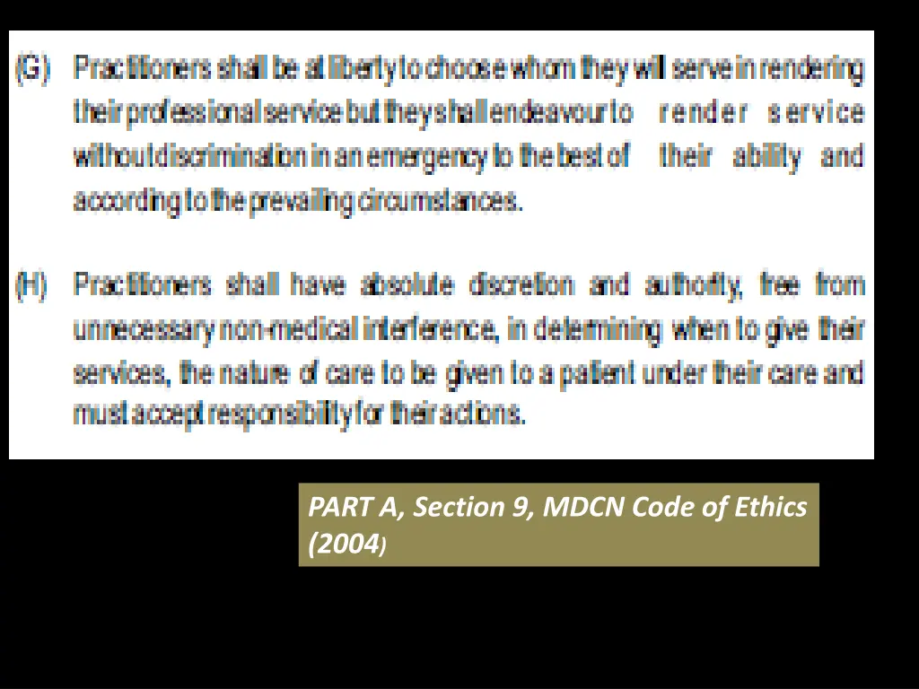 part a section 9 mdcn code of ethics 2004