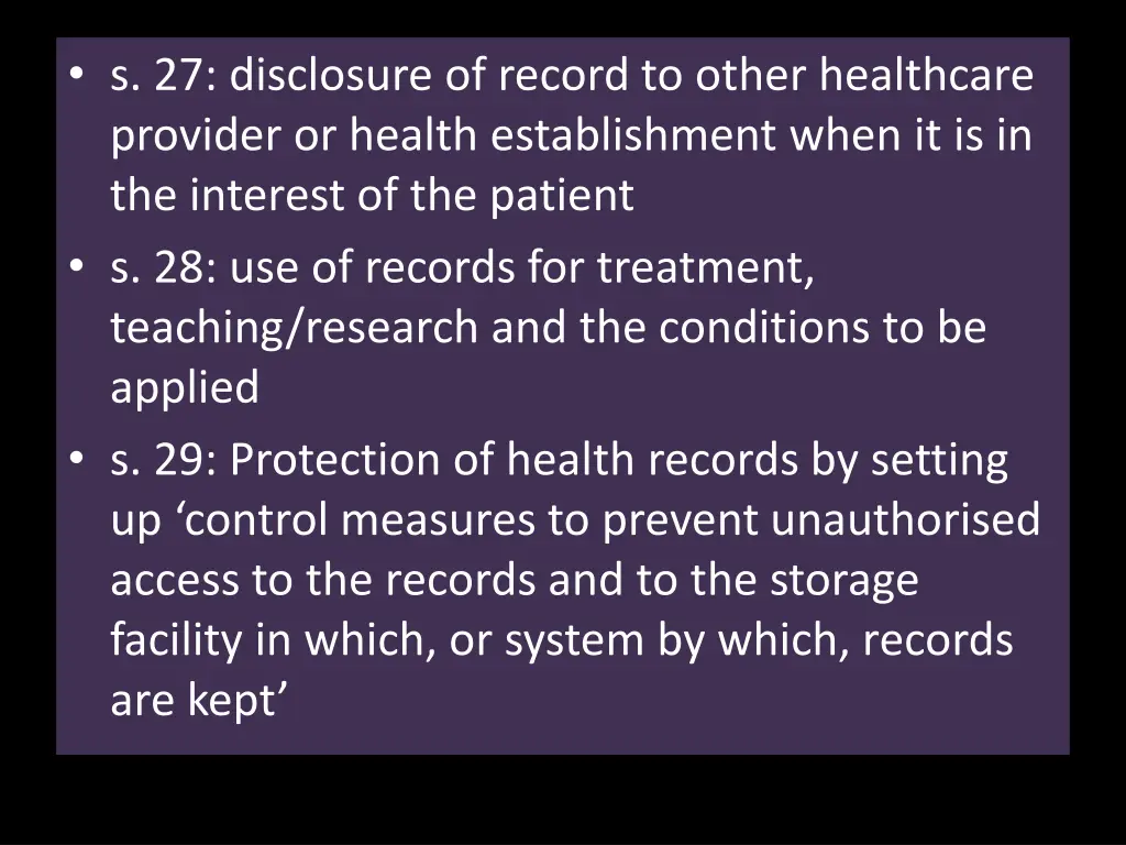 s 27 disclosure of record to other healthcare