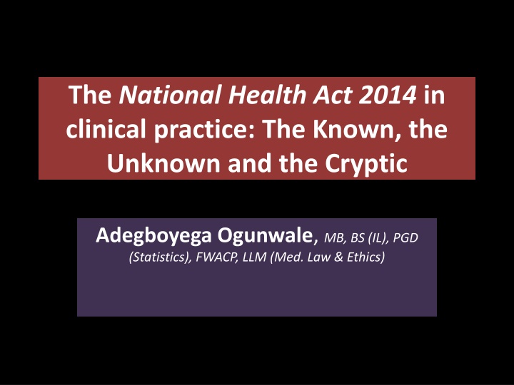 the national health act 2014 in clinical practice