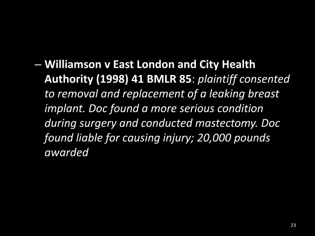 williamson v east london and city health