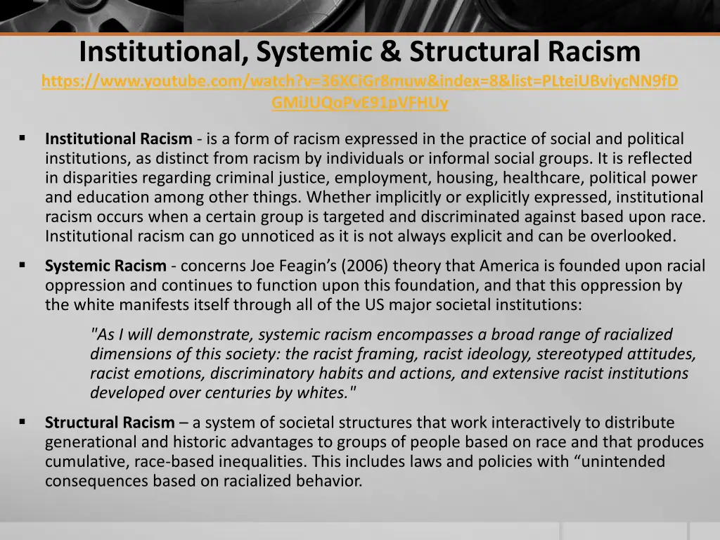 institutional systemic structural racism https