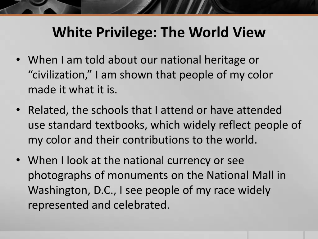 white privilege the world view