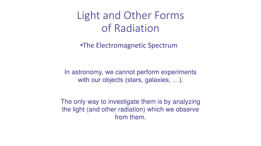 light and other forms of radiation