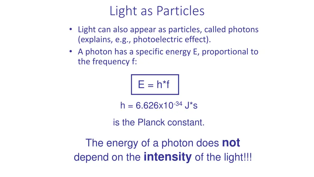 light as particles