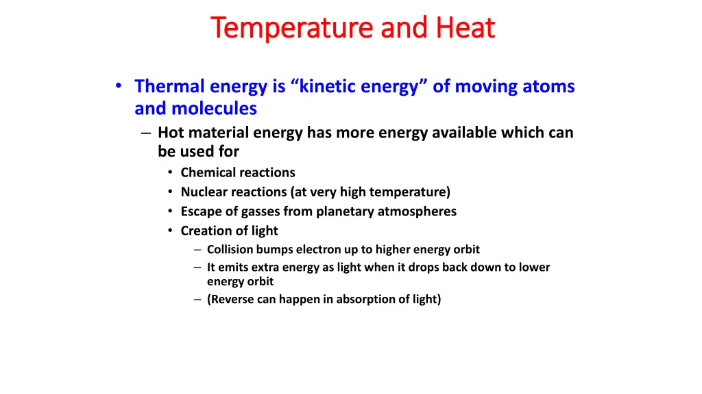 temperature and heat temperature and heat