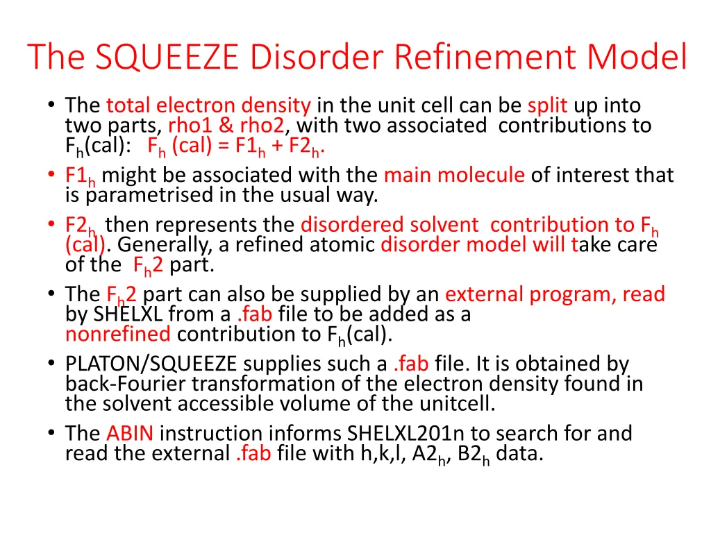 the squeeze disorder refinement model