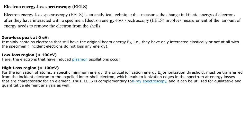 electron energy loss spectroscopy eels