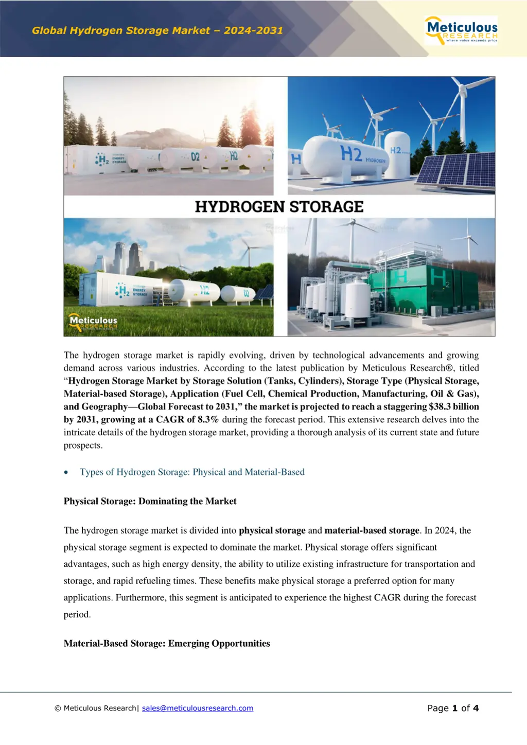 global hydrogen storage market 2024 2031