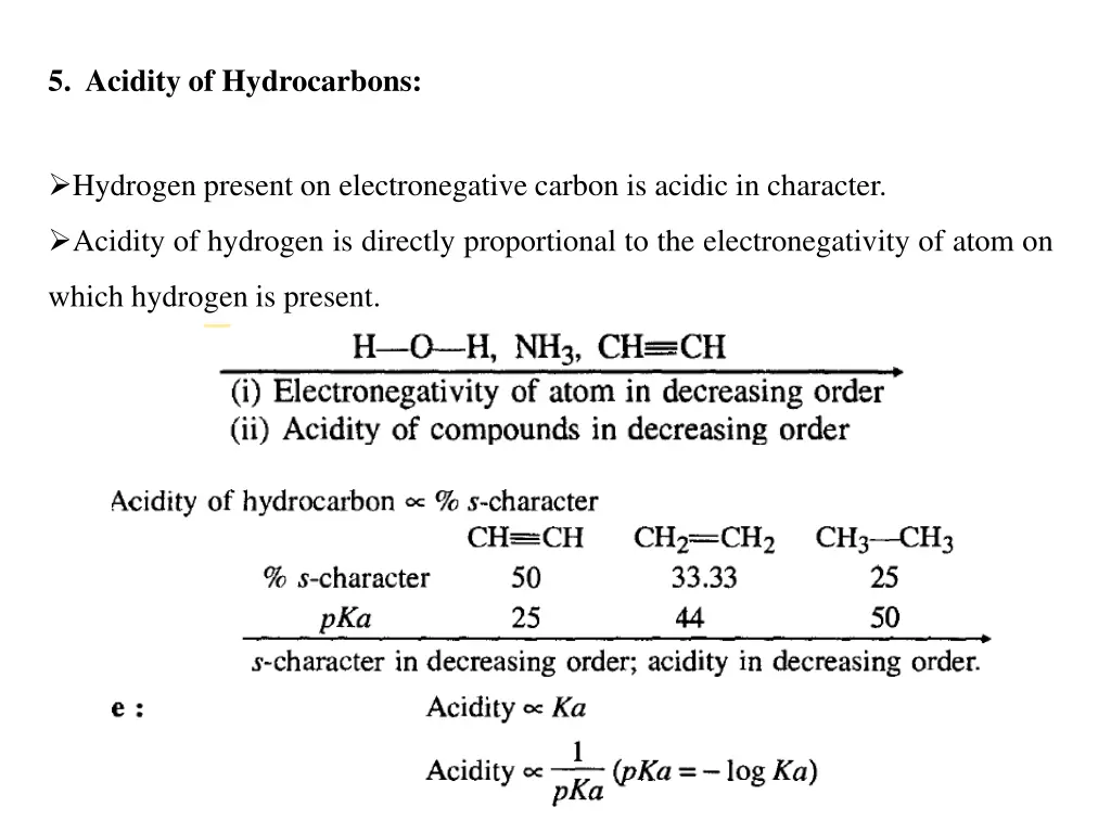5 acidity of hydrocarbons