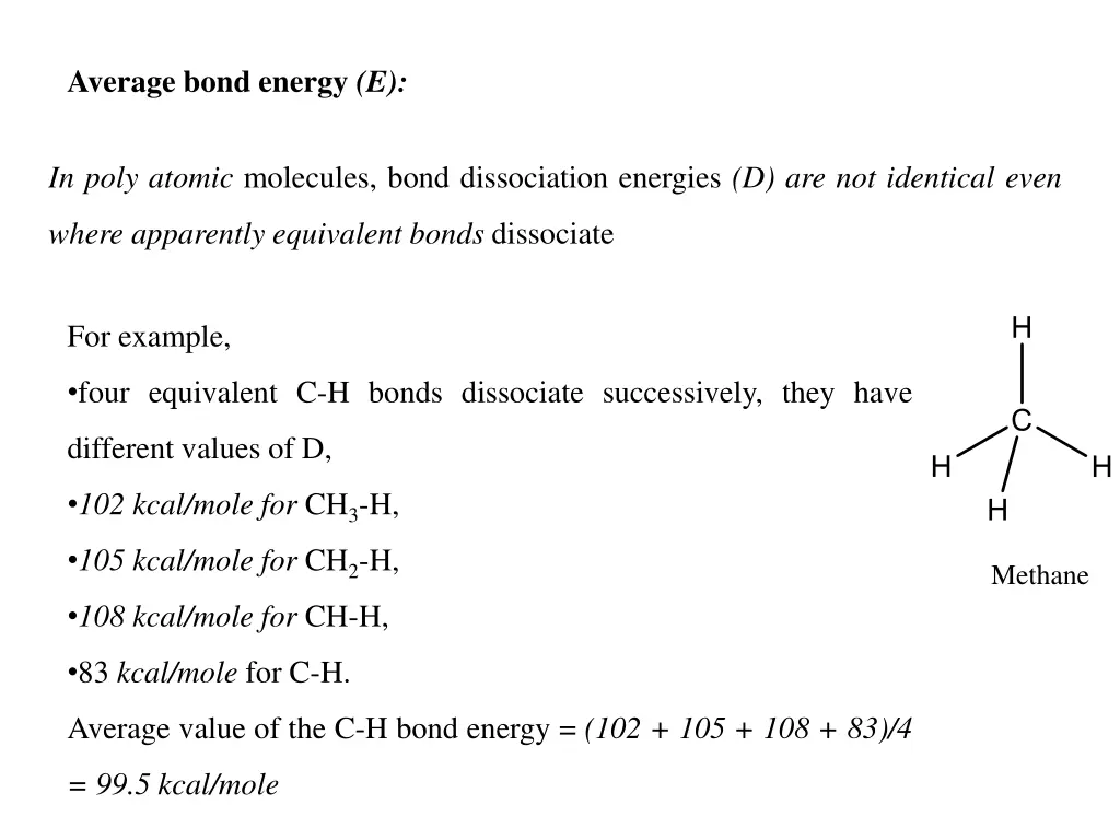 average bond energy e