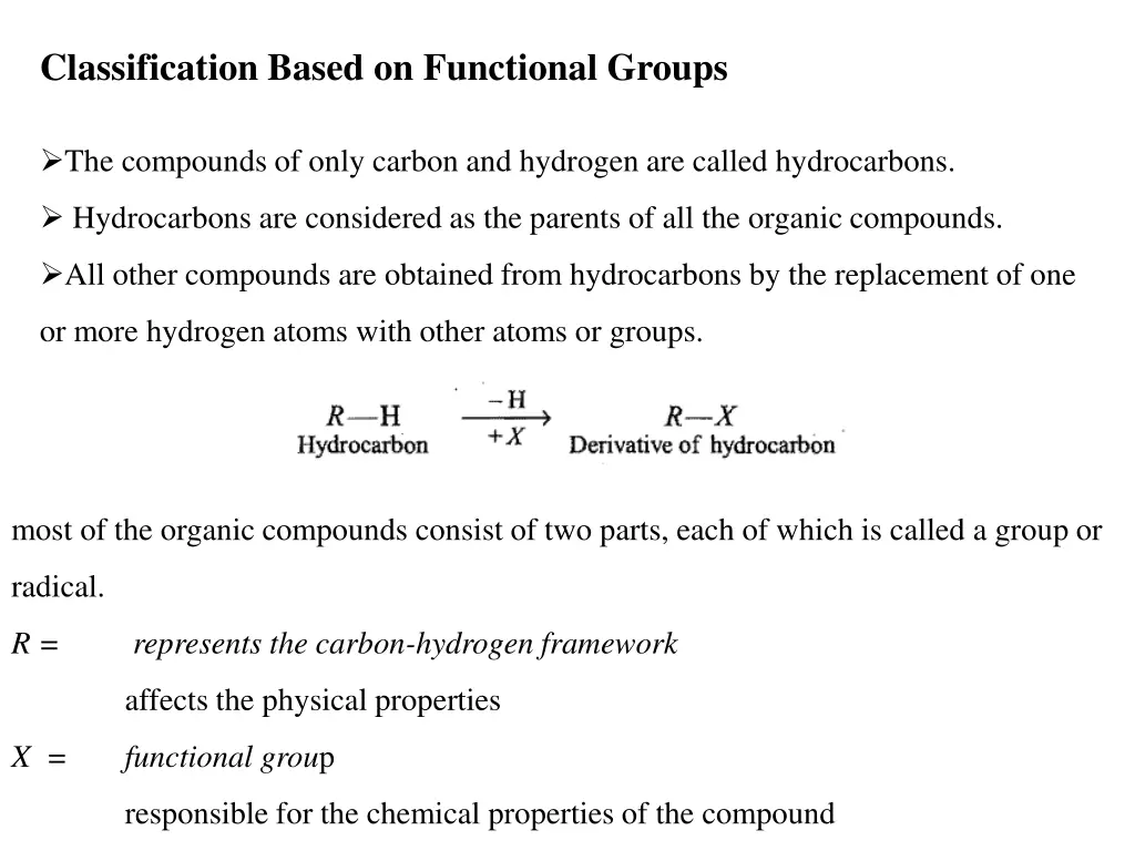 classification based on functional groups