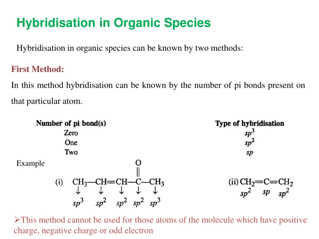 hybridisation in organic species