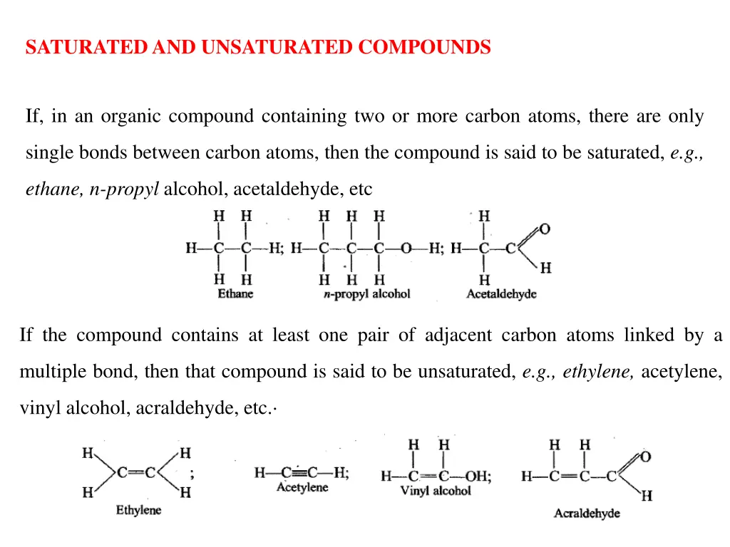 saturated and unsaturated compounds