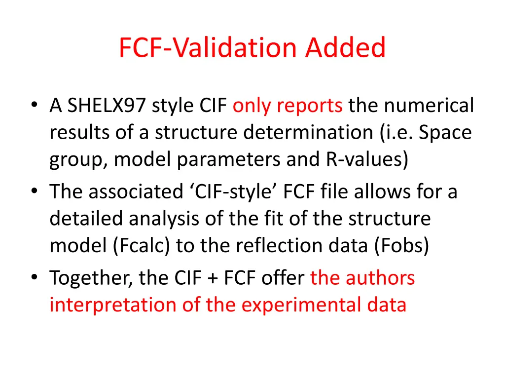 fcf validation added