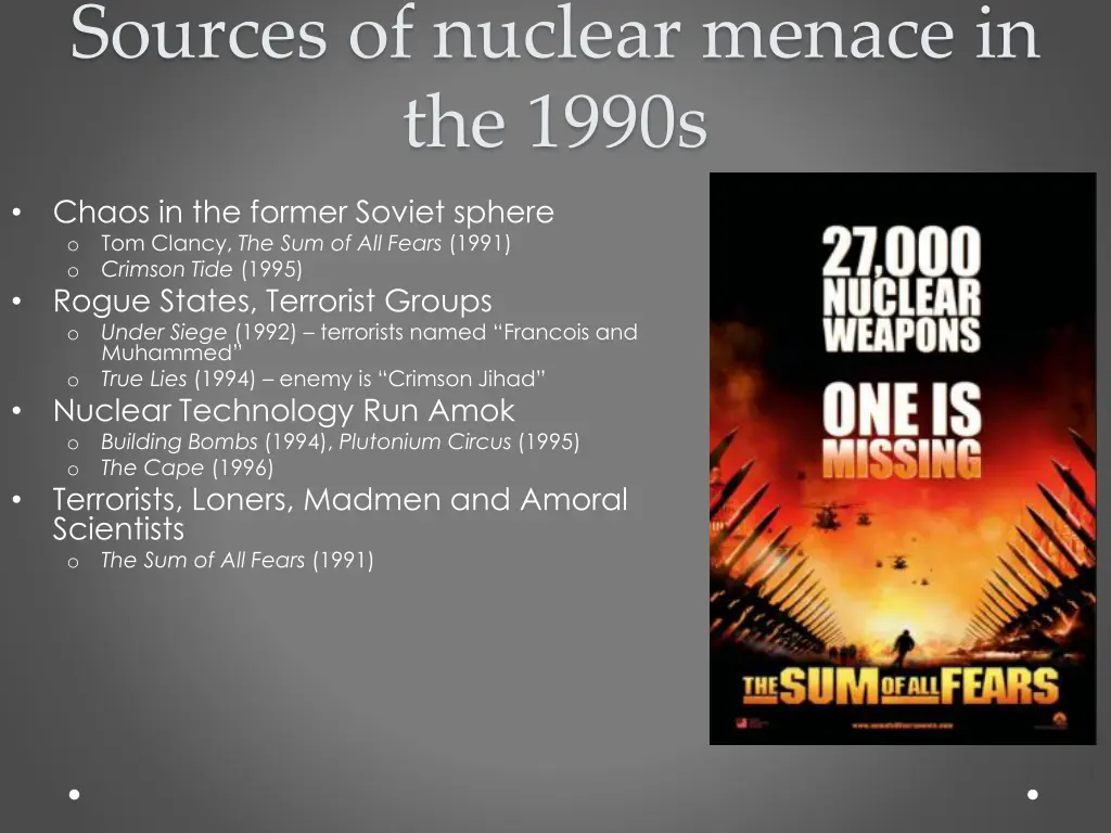 sources of nuclear menace in the 1990s