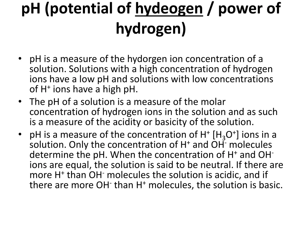 ph potential of hydeogen power of hydrogen