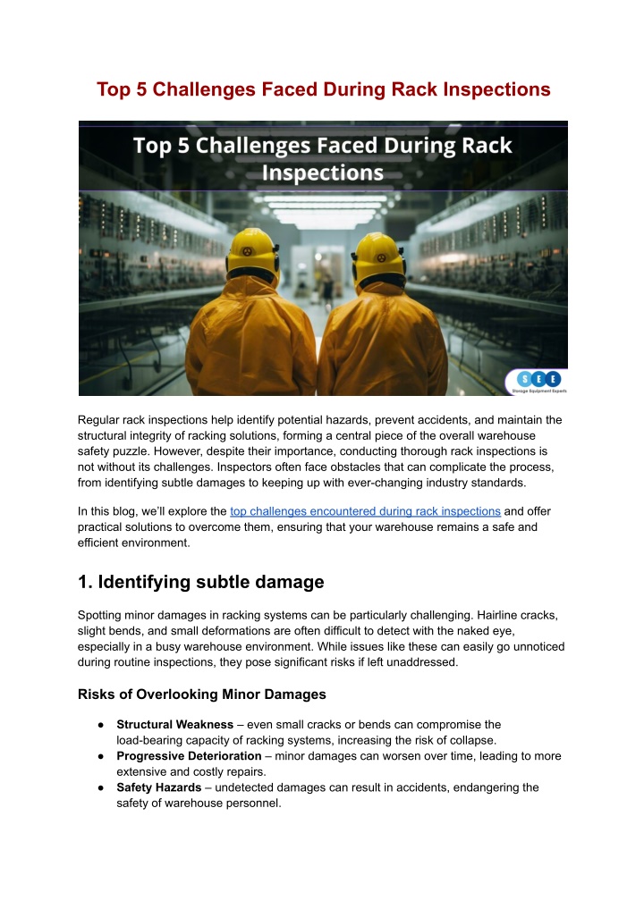 top 5 challenges faced during rack inspections