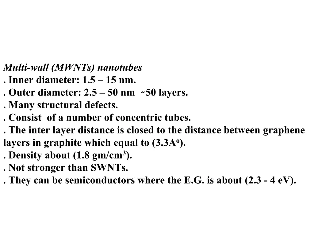 multi wall mwnts nanotubes inner diameter