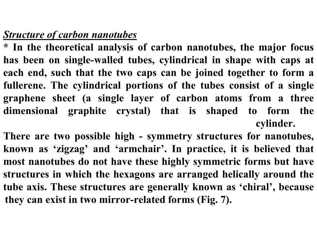 structure of carbon nanotubes in the theoretical