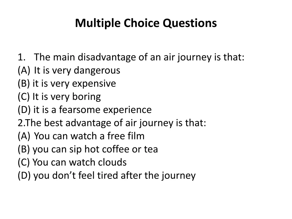 multiple choice questions