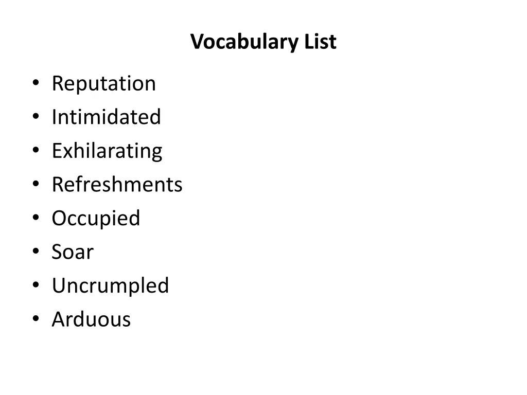 vocabulary list