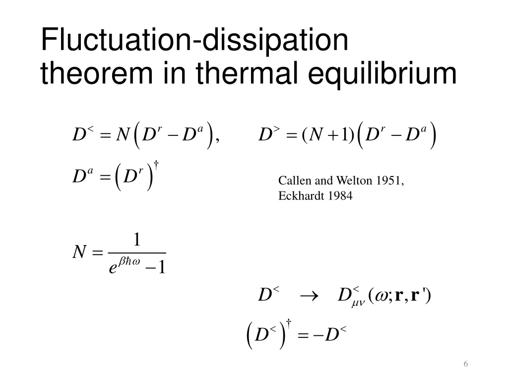 fluctuation dissipation theorem in thermal