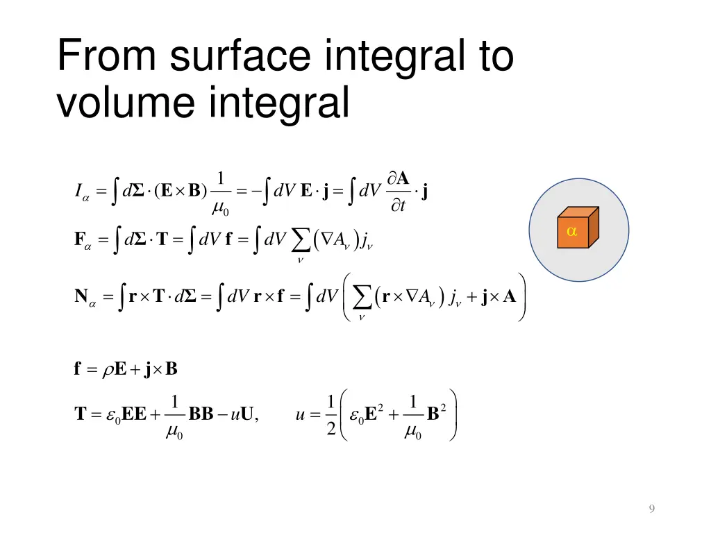 from surface integral to volume integral