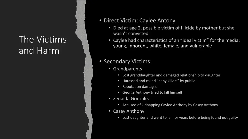 the victims and harm