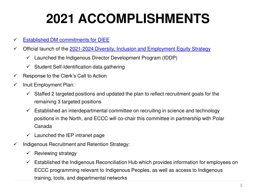 2021 accomplishments