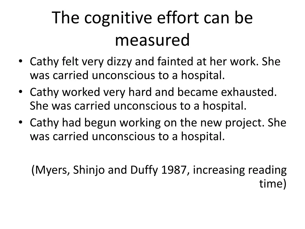 the cognitive effort can be measured cathy felt