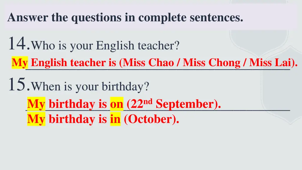 answer the questions in complete sentences 4